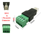 Enchufes modulares de los conectores de RJ12 6P6C a 6 Pin Screw Terminal Blocks Adapter