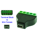 Mini varón o conector hembra del USB al adaptador de 5 Pin Screw Terminal Blocks Connector