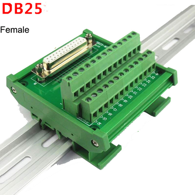 DB25 Conectores de extremo único D Sub 25 Pin Terminal Bloque de la tabla de ruptura DIN Rail montaje