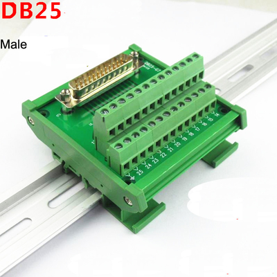DB25 Conectores de extremo único D Sub 25 Pin Terminal Bloque de la tabla de ruptura DIN Rail montaje