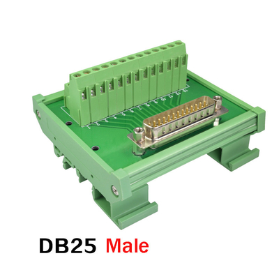 DB25 Conectores de extremo único D Sub 25 Pin Terminal Bloque de la tabla de ruptura DIN Rail montaje