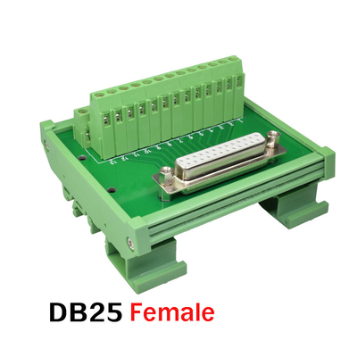 DB25 Conectores de extremo único D Sub 25 Pin Terminal Bloque de la tabla de ruptura DIN Rail montaje
