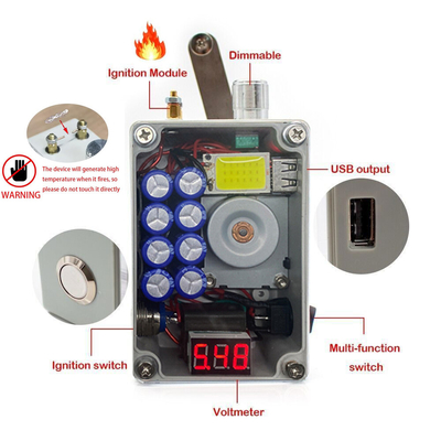 Generador de carga de manivela portátil para exteriores Cargador de teléfono celular Iluminación de encendido de emergencia Sin batería