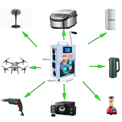Estación de energía portátil de 300W 220V onda senoidal 500 vatios de salida generador de manivela de mano Banco de energía