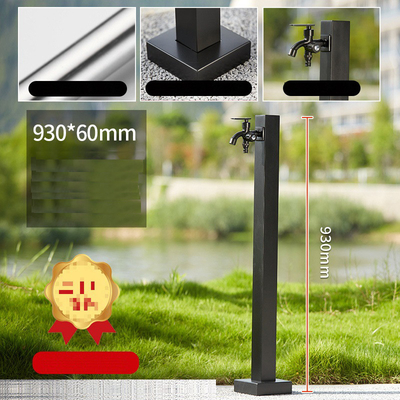 Jardín Negro Bibcock Grifos de agua de acero inoxidable Tubo de apoyo Sqaure Riego de postes 93cm de altura