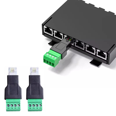 Enchufes modulares del conector macho de RJ11 6P4C a 4 Pin Screw Terminal Blocks Adapter