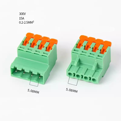 5.08mm Pitch PCB Bloques terminales enchufables palanca Presión rápida Crimp Enchufe de conexión de acoplamiento