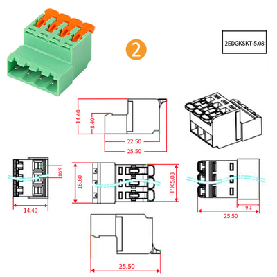 5.08mm Pitch PCB Bloques terminales enchufables palanca Presión rápida Crimp Enchufe de conexión de acoplamiento
