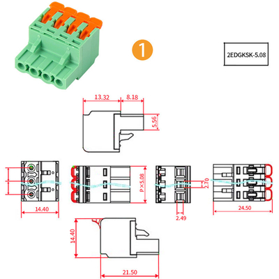 5.08mm Pitch PCB Bloques terminales enchufables palanca Presión rápida Crimp Enchufe de conexión de acoplamiento