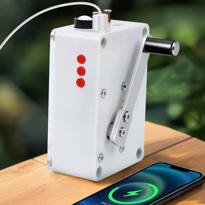 USB 5 voltios generador de manivela de mano paquete de emergencia portátil de energía cargador de teléfono iluminación exterior encendido sin batería