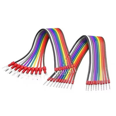10Pin 20AWG 0.5mm2 Jumper Wire Fork Ferrules terminales de conexión de cable 5 Amperios Corriente 20cm 30cm 50cm 100cm