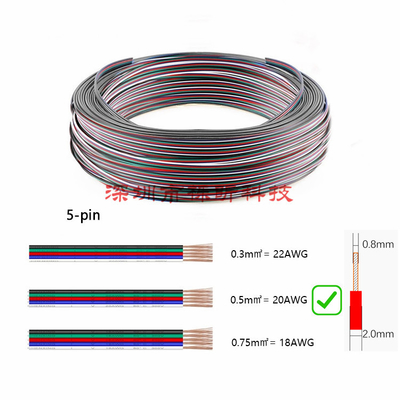 10Pin 20AWG 0.5mm2 Jumper Wire Fork Ferrules terminales de conexión de cable 5 Amperios Corriente 20cm 30cm 50cm 100cm
