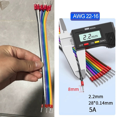 10Pin 20AWG 0.5mm2 Jumper Wire Fork Ferrules terminales de conexión de cable 5 Amperios Corriente 20cm 30cm 50cm 100cm