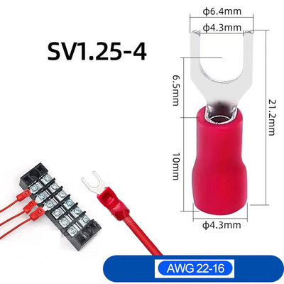 10Pin 20AWG 0.5mm2 Jumper Wire Fork Ferrules terminales de conexión de cable 5 Amperios Corriente 20cm 30cm 50cm 100cm