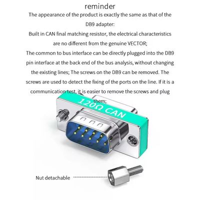 DB9 Conector de conexión de bus CAN de conversión de bus masculino a femenino Puerto de serie Integrado 120 ohm Resistencia terminal 1
