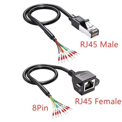 Network RJ45 8P8C Connector to 8 Pin Ferrule Terminals Cable 150cm for RS 232 485 Comunication