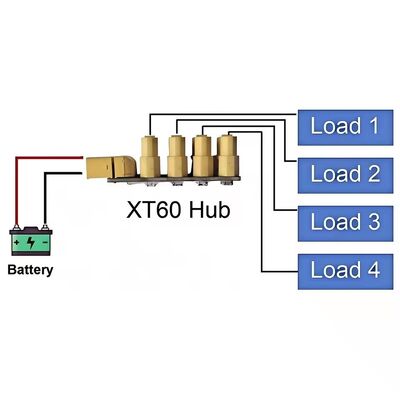 XT60 / XT90 a 4 vías XT60 Enchufe 200A Conexión de cableado de energía Hub de distribución de la tarjeta de escape para el control remoto drones robot de barco