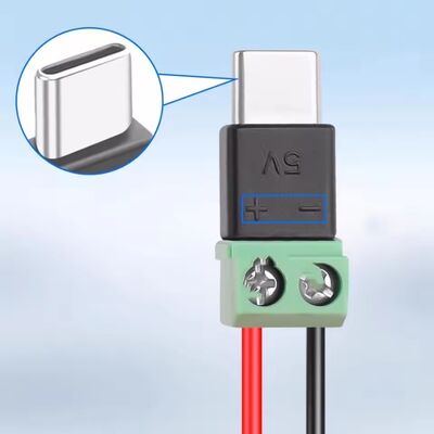 Adaptador USB con terminales de tornillo verdes de 2 pines 5V, tipo C macho, para carga de teléfonos móviles y computadoras