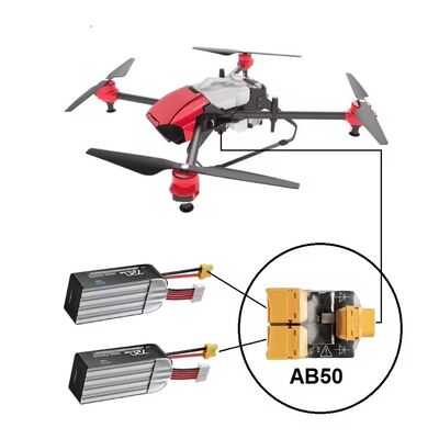 Adaptador de carga de batería dual con conector XT60 y placa paralela con conmutación automática para batería LiPo de dron RC
