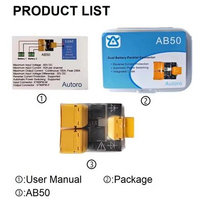 Adaptador de carga de batería dual con conector XT60 y placa paralela con conmutación automática para batería LiPo de dron RC