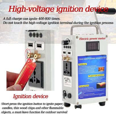 Hand Crank Generator USB Phone Charger Fire Starter Power Pack 110V 220V 160W Emergency Power Station