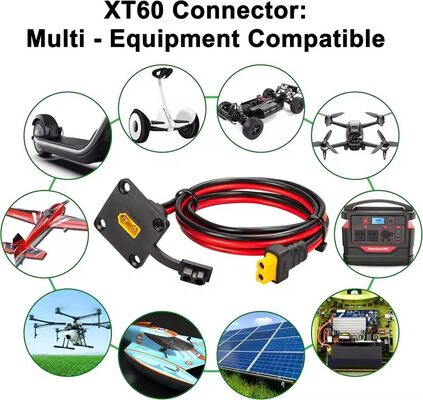 100cm 12 AWG XT60 Panel de montaje de cable XT90 de cable masculino a femenino Generador solar / batería LiPo / adaptador de drones FPV