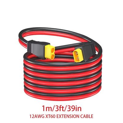 100cm 12 AWG XT60 Panel de montaje de cable XT90 de cable masculino a femenino Generador solar / batería LiPo / adaptador de drones FPV