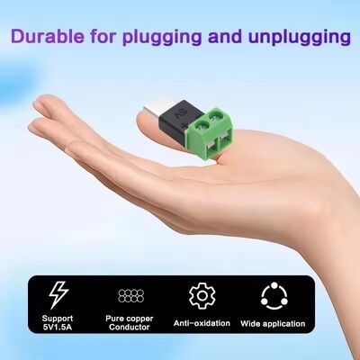 Adaptador USB con terminales de tornillo verdes de 2 pines 5V, tipo C macho, para carga de teléfonos móviles y computadoras