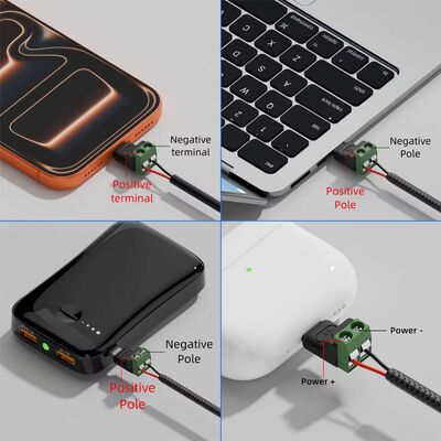 Adaptador USB con terminales de tornillo verdes de 2 pines 5V, tipo C macho, para carga de teléfonos móviles y computadoras