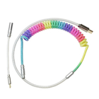 Conector audio en espiral del cable mecánico del teclado que junta el tipo-c cable del USB del arco iris
