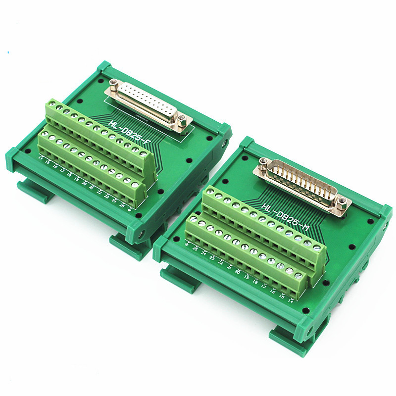 DB25 Conectores de extremo único D Sub 25 Pin Terminal Bloque de la tabla de ruptura DIN Rail montaje
