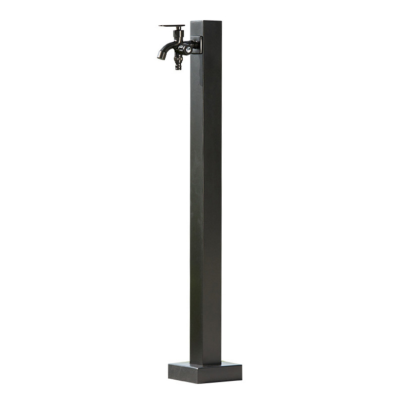 Jardín Negro Bibcock Grifos de agua de acero inoxidable Tubo de apoyo Sqaure Riego de postes 93cm de altura