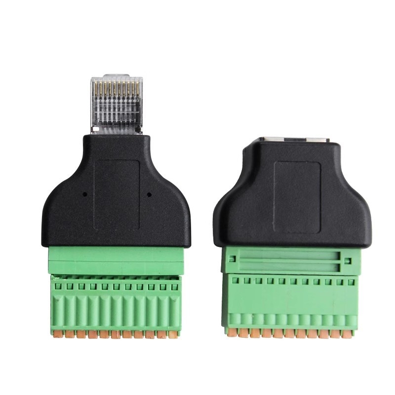10P10C masculino o femenino RJ48 del enchufe de la red RJ45 al adaptador del bloque de terminales de tornillo de 10 pernos