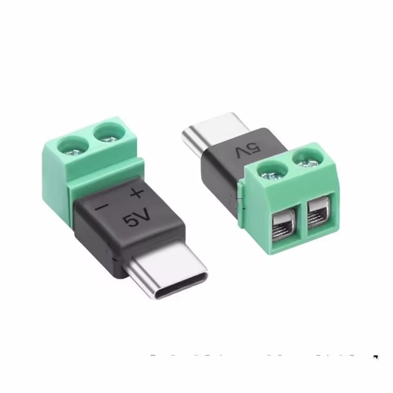 Adaptador USB con terminales de tornillo verdes de 2 pines 5V, tipo C macho, para carga de teléfonos móviles y computadoras