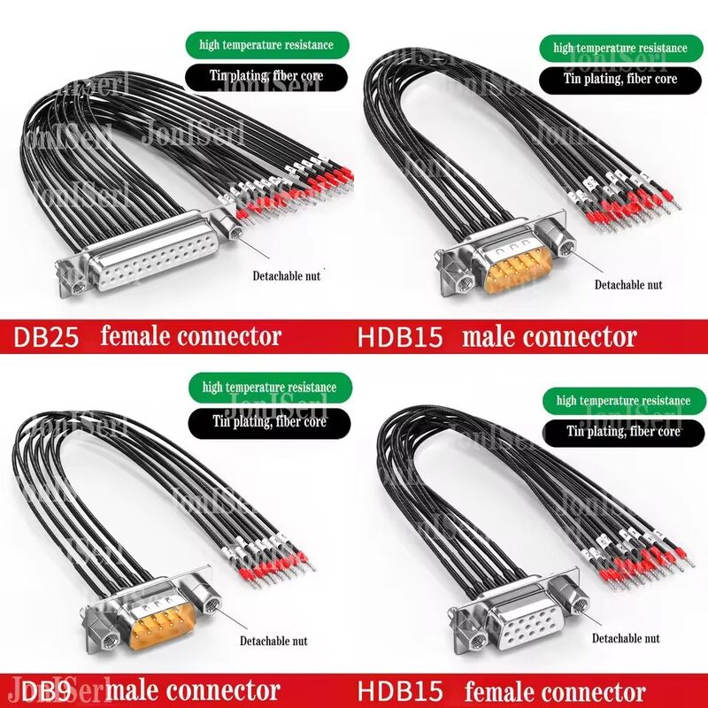Cable de conector DB15/DB9/DB25 con número de tubo 26AWG 15Pin Puerto de serie de doble cable blindado