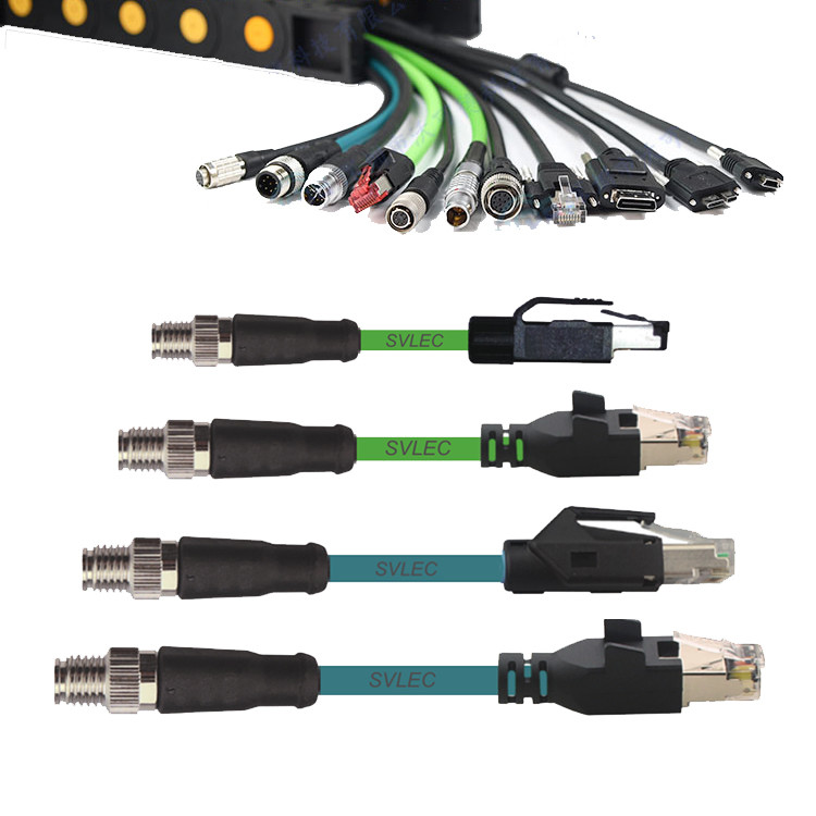 El cable de cadena M12 de la fricción flexible a la red de Ethernet del conector del enchufe RJ45 telegrafía al carcelero de la haz de cables Cat6