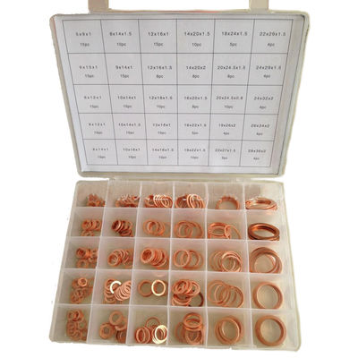 286pcs 30 clasifica el equipo plano de cobre métrico IMPA813080 de Ring Washer Gaskets Assortment Set