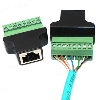 RJ45 conector hembra 8P8C a 8 Pin Screw Terminal Block Adapter para la solución del CCTV Vedio